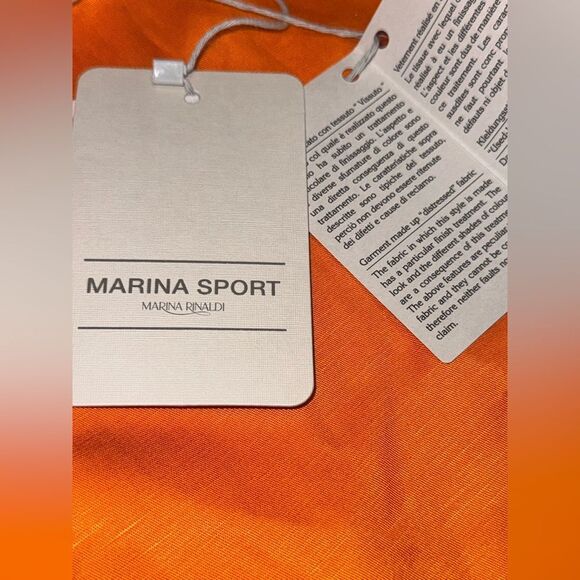 NWT women’s MARINA RINALDI SPORT Orange linen blend flare midi dress size 14 - Picture 8 of 11